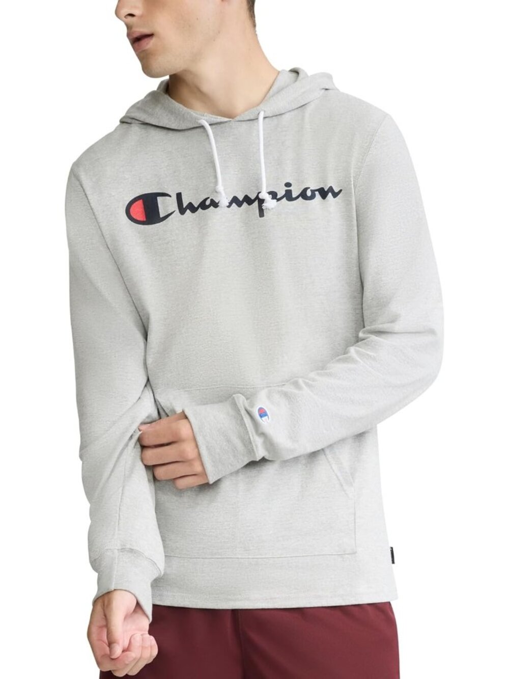 Champion Men's Grey Heather Casual Long Sleeve Pull Over Cotton T Shirt Hoodies